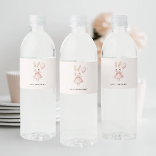 Pink Pastel Bunny Easter Kids Birthday Water Bottle Label