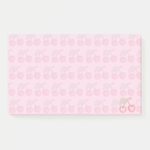 Pink Pastel Cherries Pattern Monogram Post-it Notes