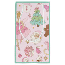 Pink Pastel Christmas Ballerina and Santa 