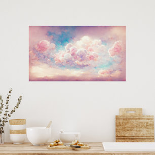 Pink Pastel Clouds Cloudscape Art Poster