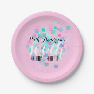 Pink Pastel Colours 100th Birthday Party P Plate