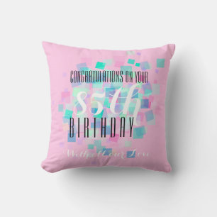 Pink Pastel Colours 85th Birthday Custom Pillow