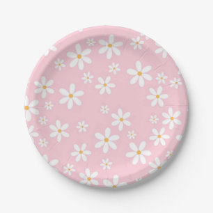 Pink Pastel Daisies Napkin Paper Plate