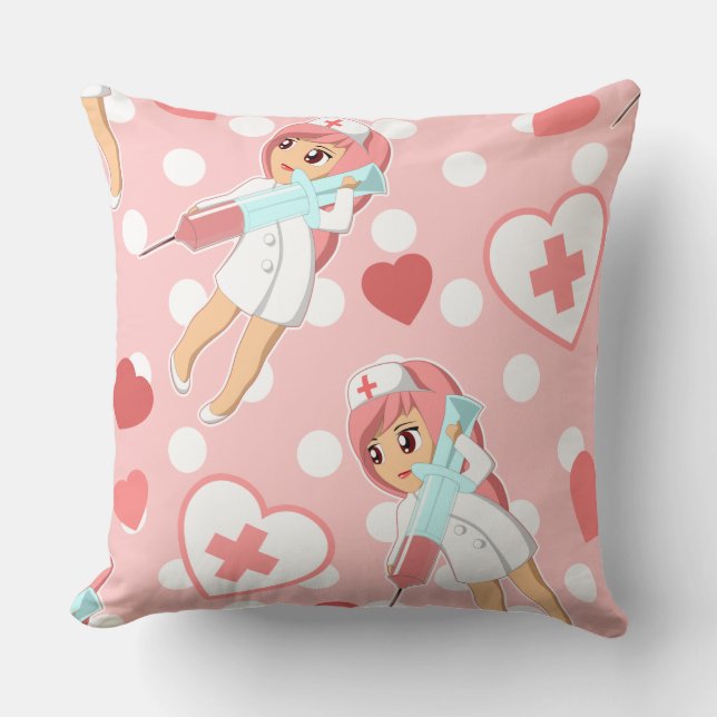 Pink Pastel Decora Menhera Kei Kawaii Nurse Cushion (Front)