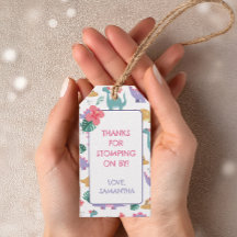 Pink & Pastel Dinosaur Birthday Gift Tag