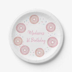 Pink Pastel Donut Birthday Paper Plate