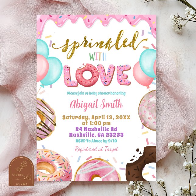 Pink Pastel Donuts Baby Sprinkle Invitation (Creator Uploaded)