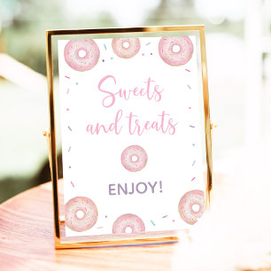 Pink Pastel Doughnut Sweet Treats Birthday Sign