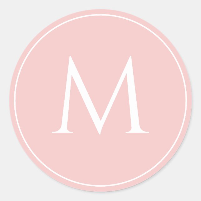 Pink pastel elegant monogram initial classic round sticker (Front)