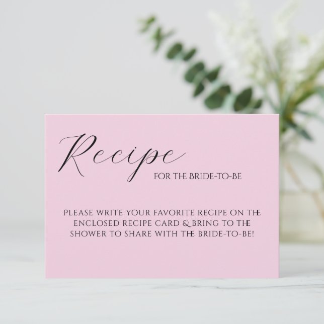 Pink Pastel Elegant Recipe Card (Standing Front)