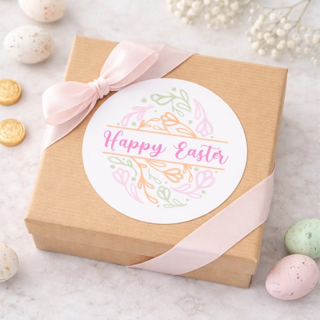 Pink Pastel Floral Easter Egg Happy Easter Sticker (Creator Uploaded)