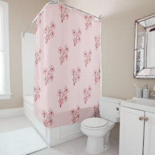 Pink Pastel Floral Pattern Vintage Grandmillenial Shower Curtain