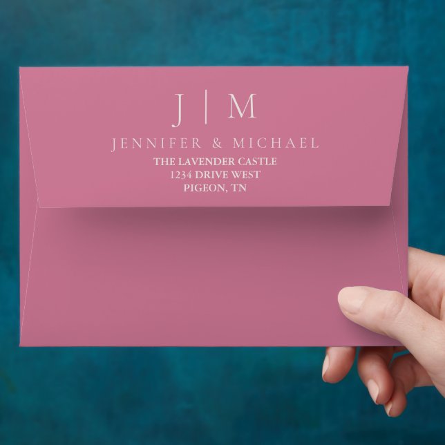 Pink Pastel Formal Modern Minimalist Wedding Envelope (Hand)