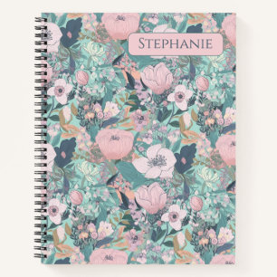 Pink Pastel Garden Floral Notebook