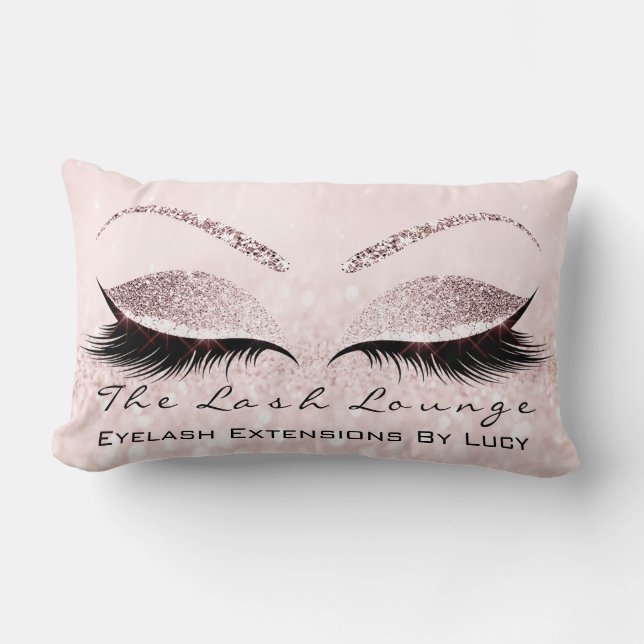 Pink Pastel Glitter Eye Makeup Lashes Beauty Ombre Lumbar Cushion (Front)
