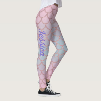 Pink Pastel Glittery Mermaid Tail Leggings