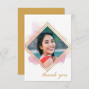 Pink Pastel & Gold Diamond Graduation Thank You In Invitation