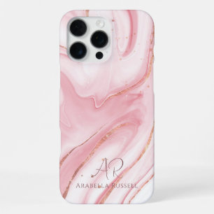 Pink Pastel Gold Glitter Marble Customisable iPhone 16 Pro Max Case