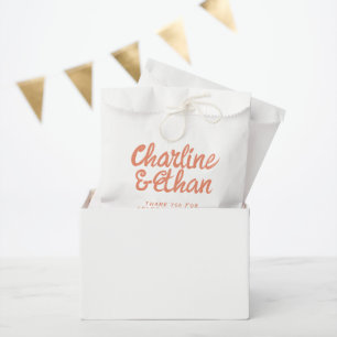Pink Pastel Handwriting Retro Wedding Favour Bags