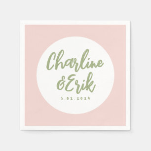 Pink Pastel Handwriting Retro Wedding Napkins