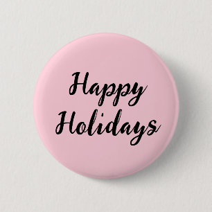 Pink pastel happy holidays Christmas simple stylis 6 Cm Round Badge