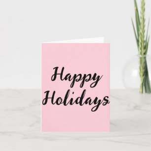 Pink pastel happy holidays Christmas simple stylis Card