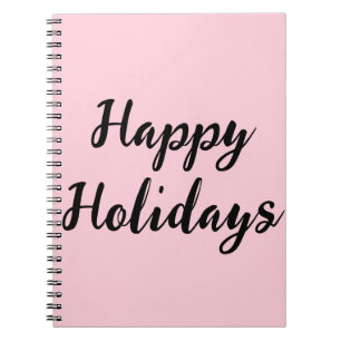 Pink pastel happy holidays Christmas simple stylis Notebook