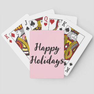 Pink pastel happy holidays Christmas simple stylis Playing Cards