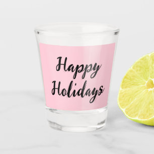 Pink pastel happy holidays Christmas simple stylis Shot Glass