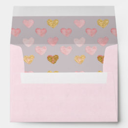 Pink Pastel Heart Lined Custom Envelope