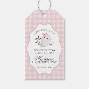 Pink Pastel Little Boo Ghost Birthday Party Favour Gift Tags
