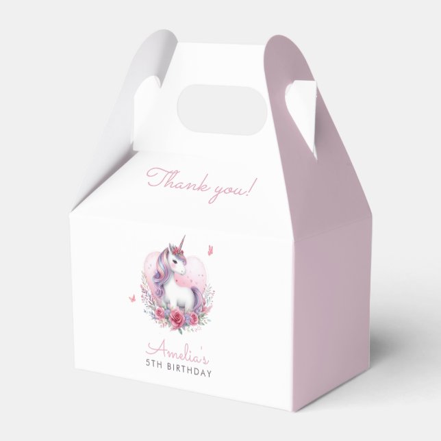 Pink Pastel Magical Unicorn Birthday Favour Box (Back Side)