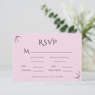 Pink Pastel Modern Wedding RSVP Card