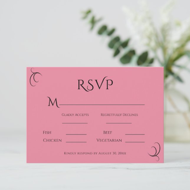 Pink Pastel Modern Wedding RSVP Card (Standing Front)