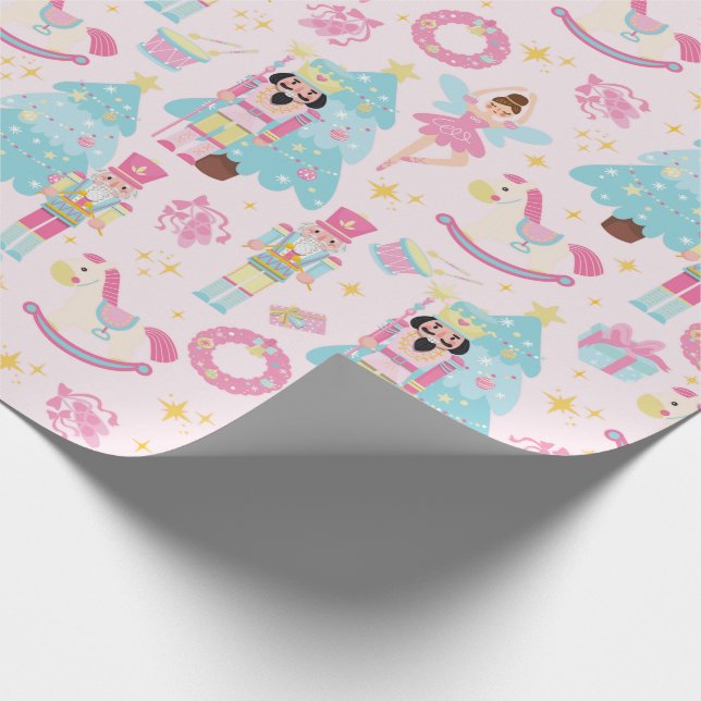 Pink Pastel Nutcracker Ballet Wrapping Paper (Corner)