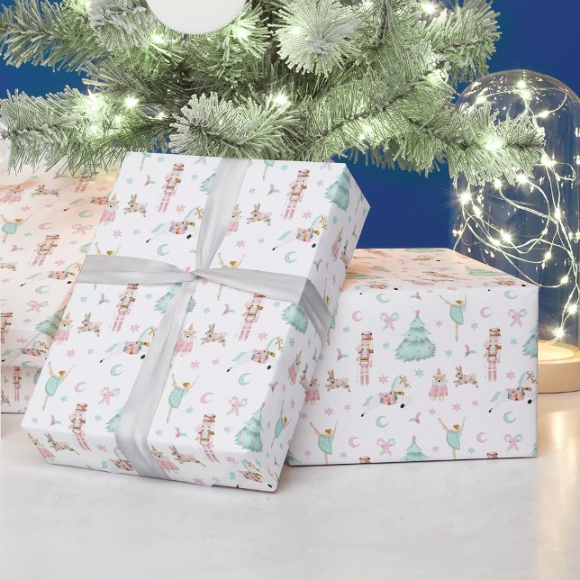 Pink pastel nutcracker Christmas wrapping paper (Creator Uploaded)