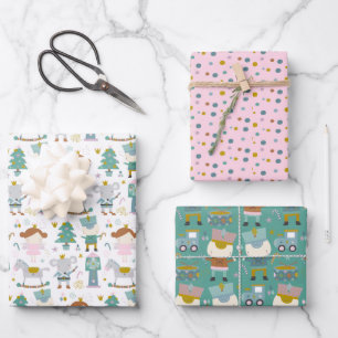 Pink Pastel Nutcracker with Elephants Wrapping Paper Sheet