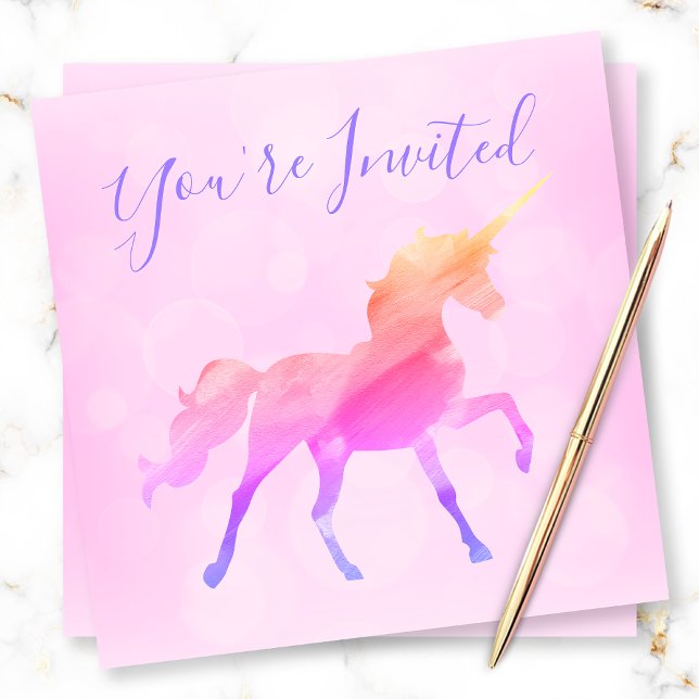 Pink Pastel Ombre Magical Unicorn Birthday Invitation (Creator Uploaded)