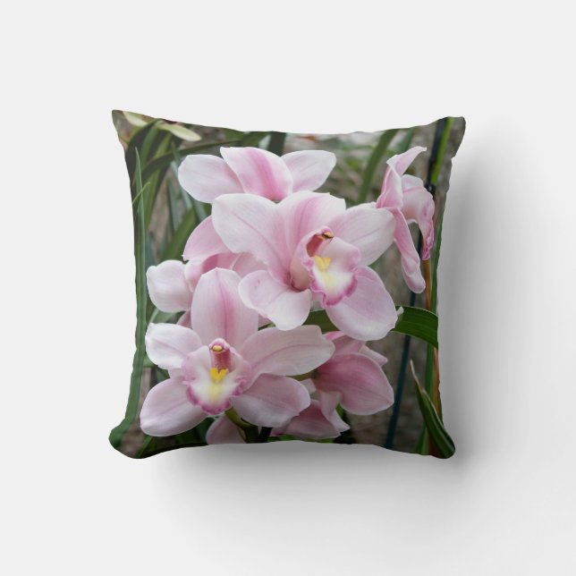 Pink Pastel Orchids Cushion (Front)