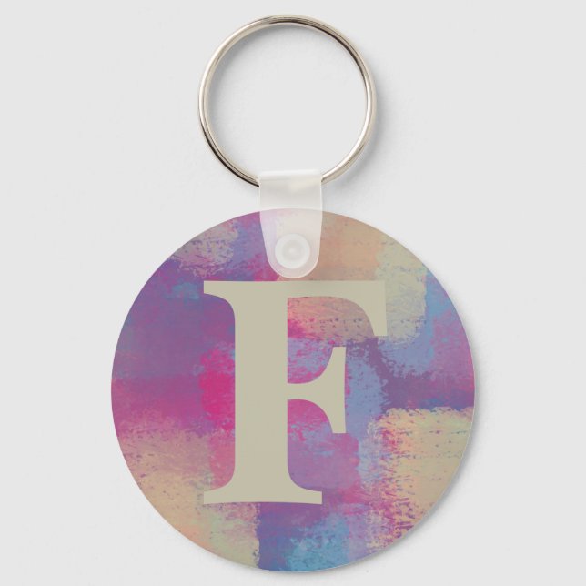 Pink Pastel Patchwork Initial Key Ring (Front)