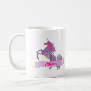 Pink Pastel Patchwork Unicorn Silhouette Design Co Coffee Mug