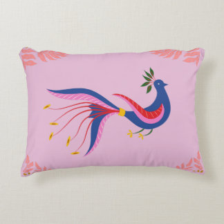 pink pastel pillow with peacock