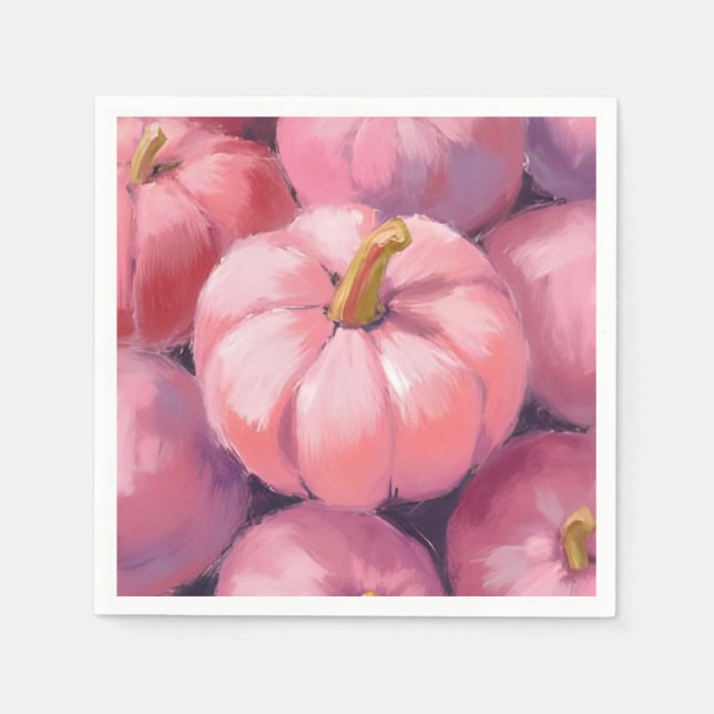 Pink Pastel Pumpkins Halloween Napkin (Front)