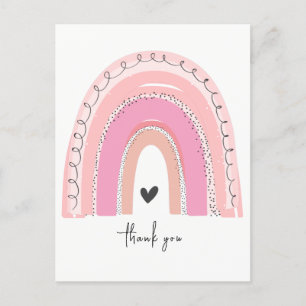 Pink Pastel Rainbow Thank You Postcard