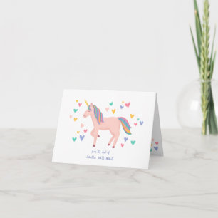 Pink Pastel Rainbow Unicorn Kids Personal Thank You Card
