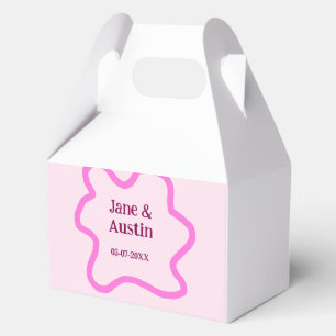 Pink pastel retro wedding border frame name date favour box