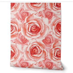 Pink pastel rose floral wallpaper