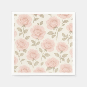 Pink Pastel Rose Vintage Floral Elegant Napkin