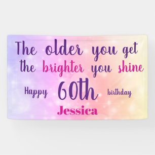 Pink pastel sparkly 60th Birthday personalised Banner