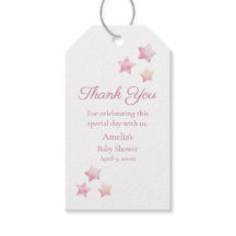 Pink Pastel Star Baby Shower Thank You Favour Gift